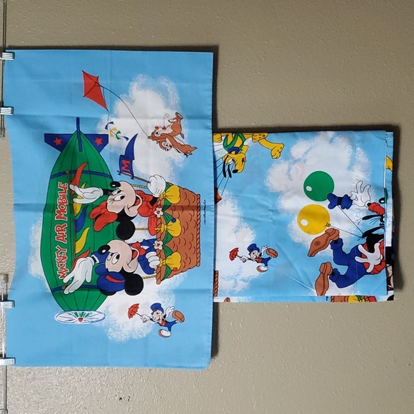 Vtg Disney Sheet Set Mickey Air Mobile Twin Flat Sheet + Pillowcase Minnie Mouse - Picture 1 of 13